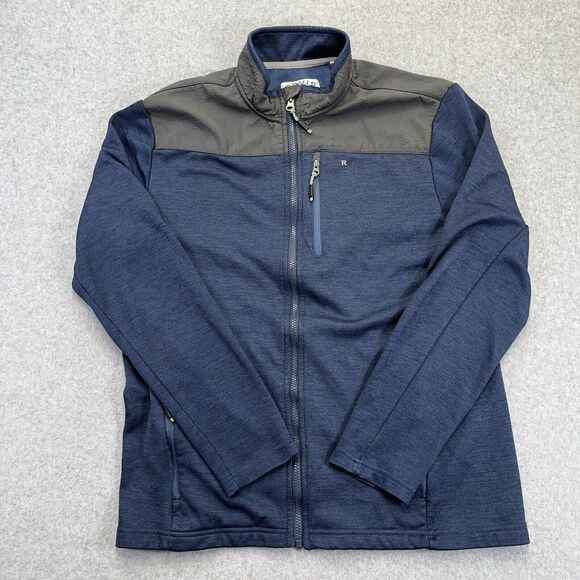 ORVIS Mens Medium M Bonded Mesh Fleece Full Zip Jacket Blue Gray Textured READ - Picture 2 of 10